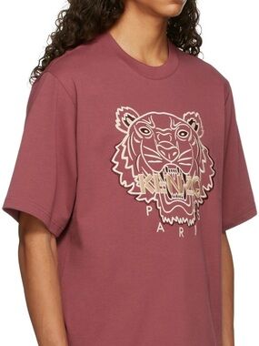 Kenzo Burgundy Tiger Logo T-Shirt